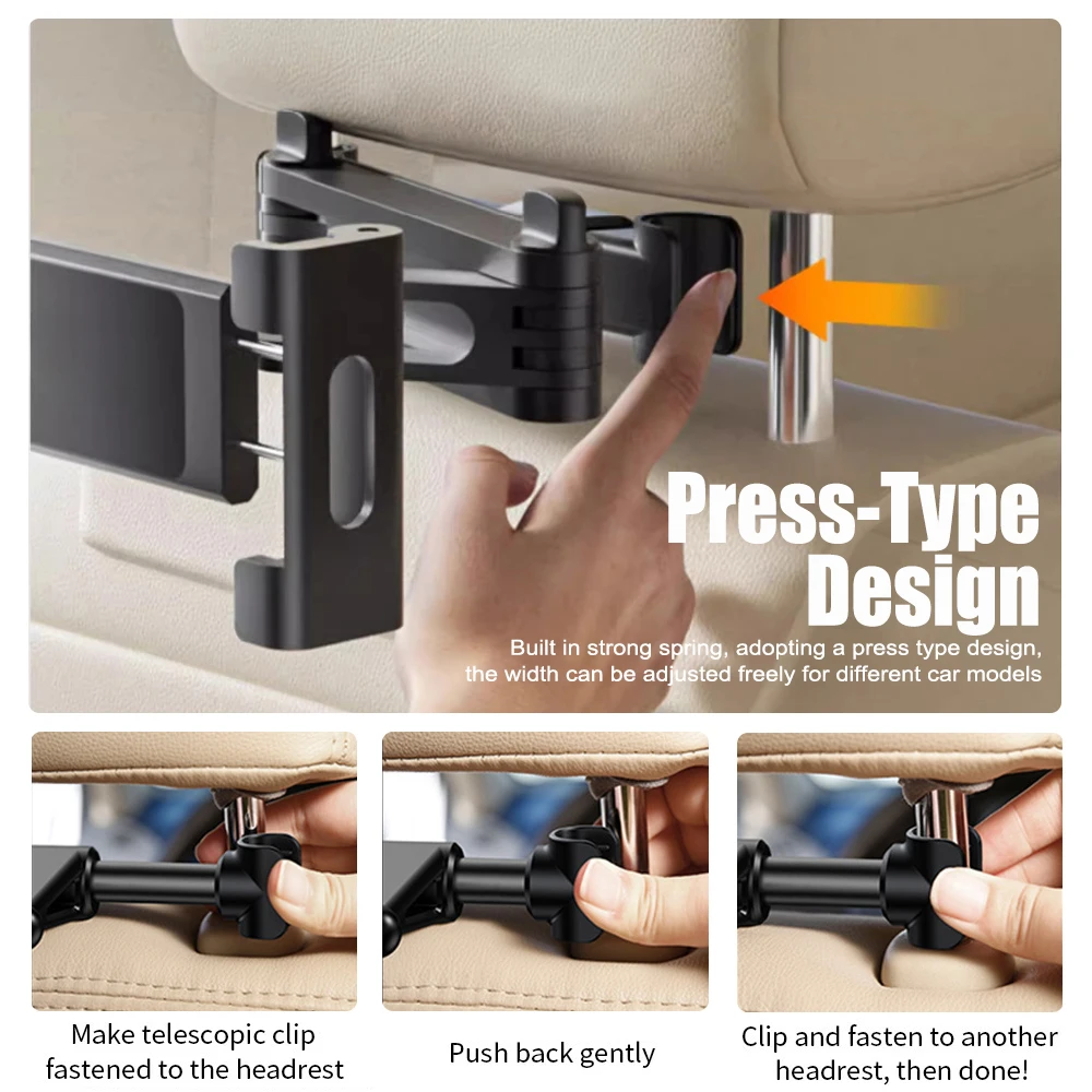 Tablet Car Mount - Foldable Car Phone Holder Back Seat