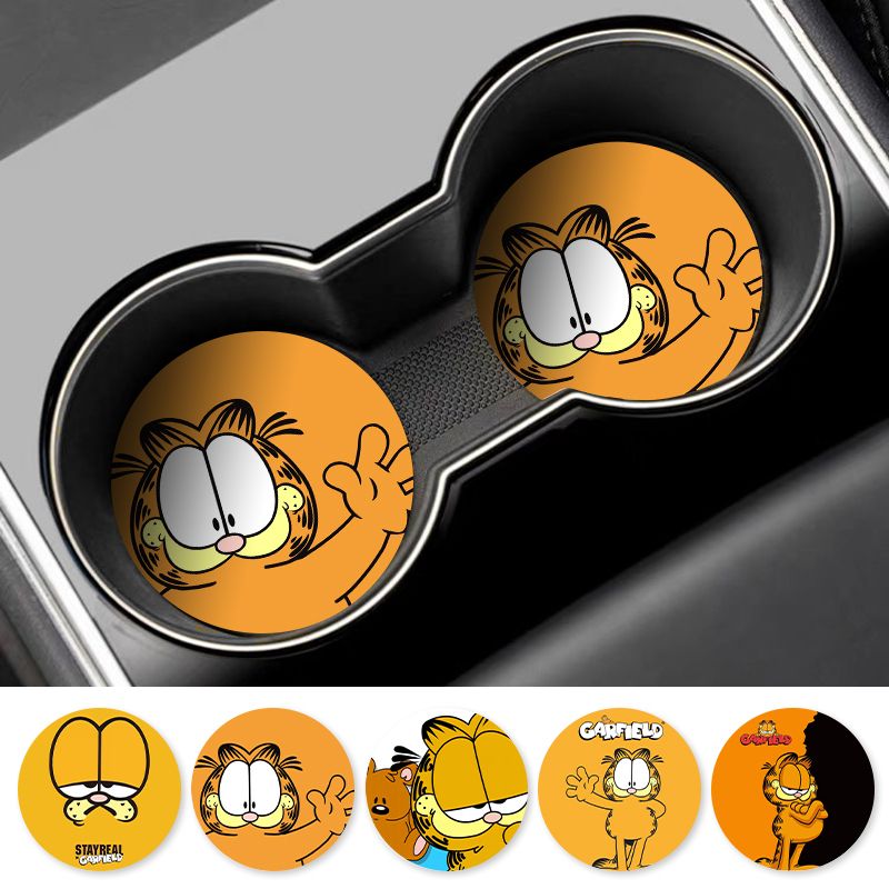 Cartoon Garfield Car Cup Coast - Tablet Accessories For Car review and price
